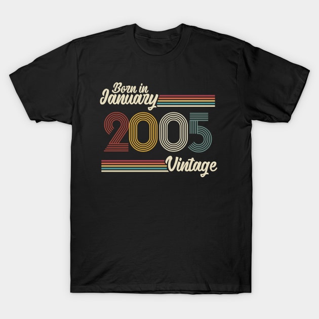 Vintage Born in January 2005 T-Shirt by Jokowow